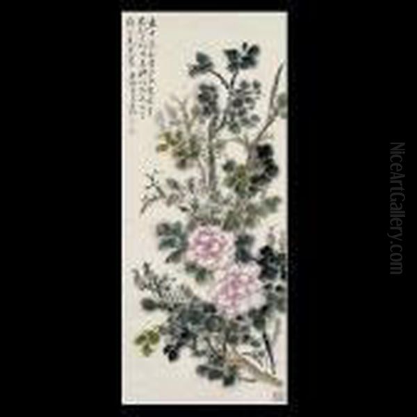 Auspiicious Spring Flowers. Oil Painting by Huang Binhong