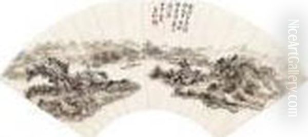 Twilight Landscape Oil Painting by Huang Binhong