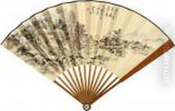 Scene Of Yuzhou Oil Painting by Huang Binhong