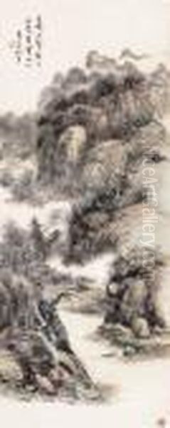 Floating On Gorge Oil Painting by Huang Binhong