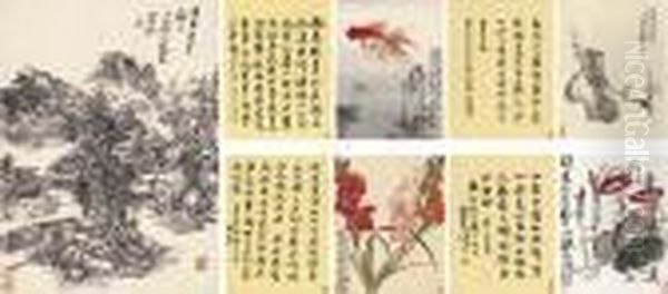 Landscape, Flowers And Birds Oil Painting by Huang Binhong