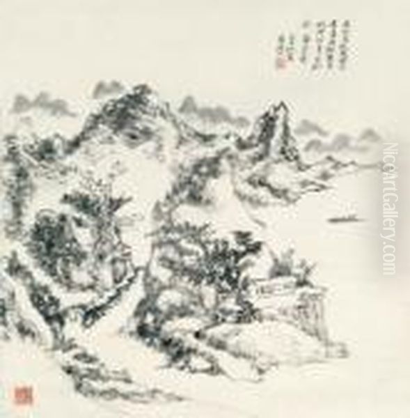 Beauty Of Yangshuo Oil Painting by Huang Binhong