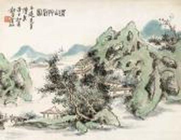 Studio In The Hill Oil Painting by Huang Binhong