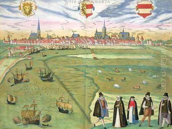 Map of Wilnis from Civitates Orbis Terrarum Oil Painting by Joris Hoefnagel