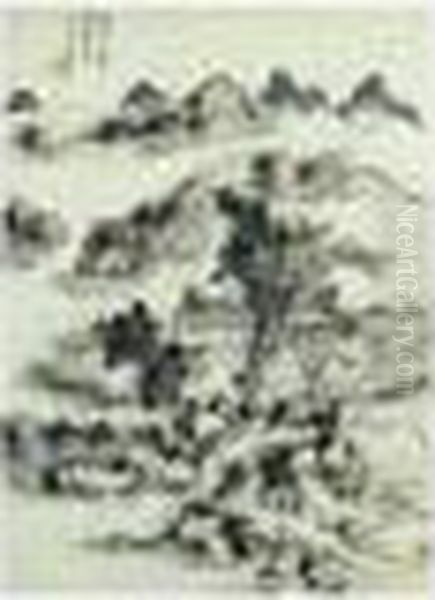 Scene Of Chengdu Oil Painting by Huang Binhong