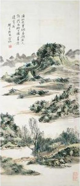 Willow Hut Cleansed By Rain Oil Painting by Huang Binhong