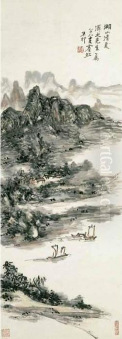 Summer Scene Oil Painting by Huang Binhong