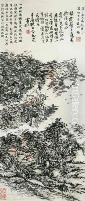 Autumn Landscape Oil Painting by Huang Binhong