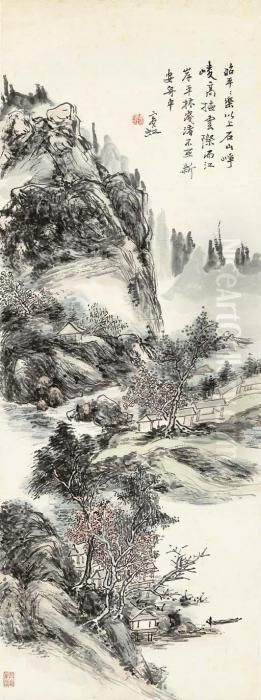 Landscape In The Shores Oil Painting by Huang Binhong