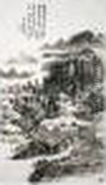 Spring Landscape Oil Painting by Huang Binhong