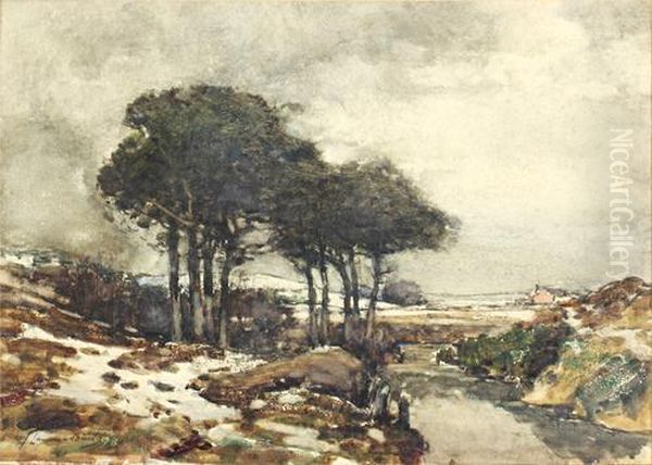 Winter Landscape Oil Painting by Samuel John Lamorna Birch