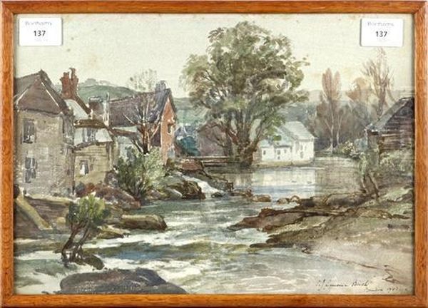 River Scene Oil Painting by Samuel John Lamorna Birch