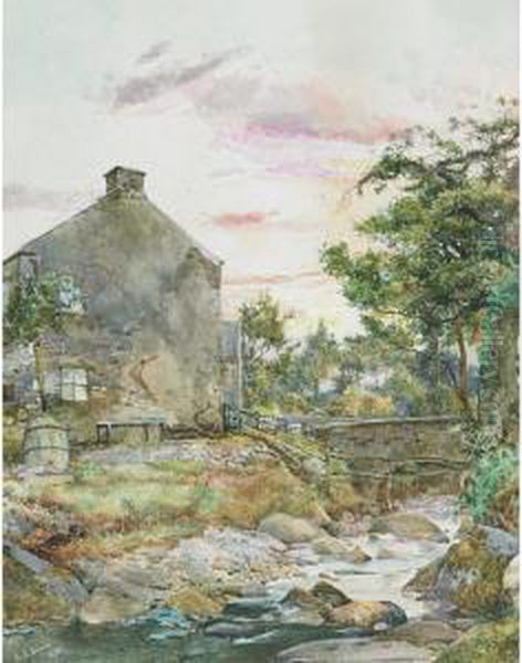 Cottage And Stream Oil Painting by Samuel John Lamorna Birch