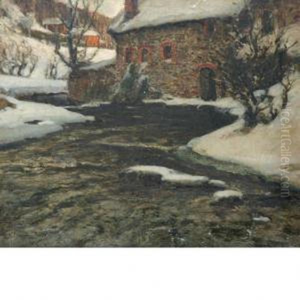 Stream In Winter Oil Painting by Samuel John Lamorna Birch