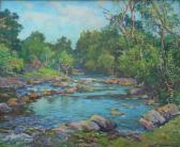 September's Blue Gold Oil Painting by Samuel John Lamorna Birch