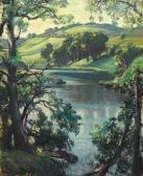 Summer Evening, The Still Pool, Deveron, Near Rothiemay Oil Painting by Samuel John Lamorna Birch