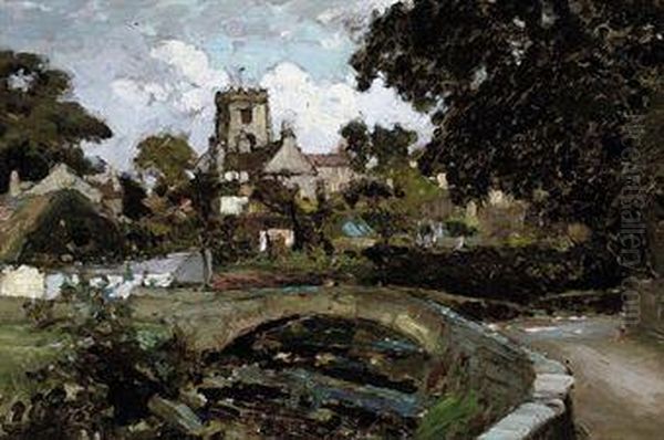 The Bridge At Brookhouse Oil Painting by Samuel John Lamorna Birch