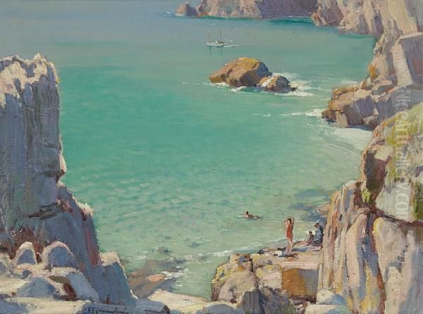 Bathing Pond, Pedn-e-vounder Oil Painting by Samuel John Lamorna Birch