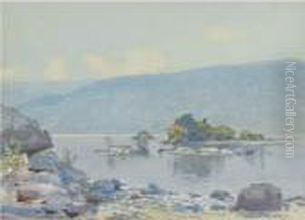 Isles Of Ross, Loch Lomond Oil Painting by Samuel John Lamorna Birch