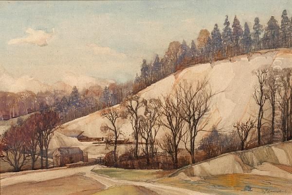 Landscape With Quarry Oil Painting by Samuel John Lamorna Birch