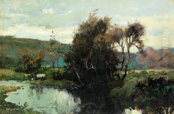 A November Day Near Newlyn Oil Painting by Samuel John Lamorna Birch