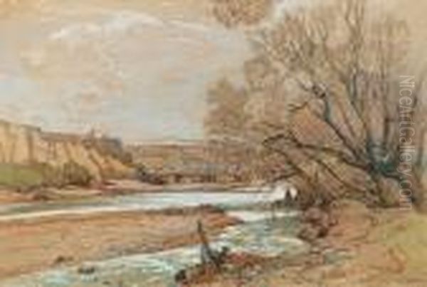 River Landscape In New Zealand Oil Painting by Samuel John Lamorna Birch