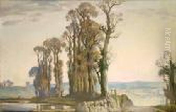 Stand Of Trees Oil Painting by Samuel John Lamorna Birch