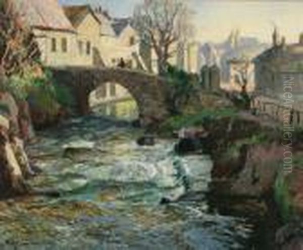 April Morning, Newlyn, Cornwall Oil Painting by Samuel John Lamorna Birch