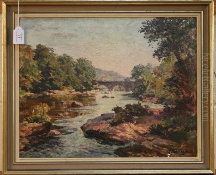The River Usk At Llangynidr, Breconshire Oil Painting by Samuel John Lamorna Birch