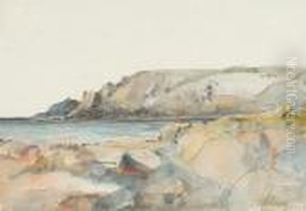 A Coastal Inlet Oil Painting by Samuel John Lamorna Birch