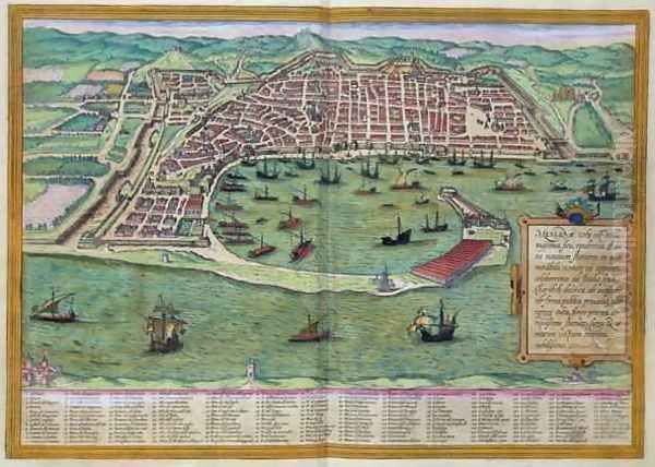 Map of Messina from Civitates Orbis Terrarum Oil Painting by Joris Hoefnagel