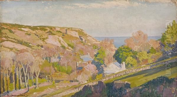 Lamorna Cove From The Top Of The Valley Oil Painting by Samuel John Lamorna Birch