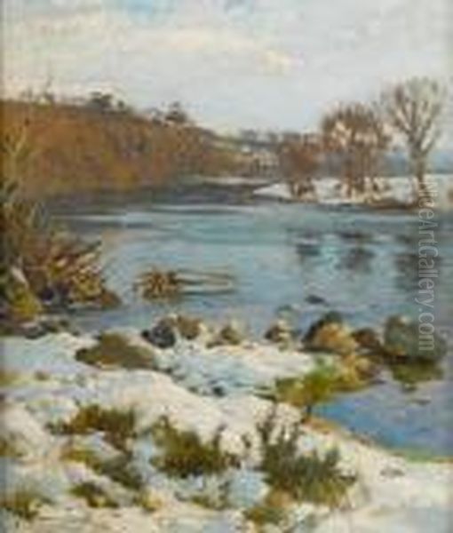 Road In Winter; River In Winter Oil Painting by Samuel John Lamorna Birch