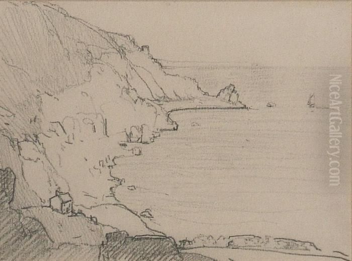 Lamorna Cove - Pencil Drawing Oil Painting by Samuel John Lamorna Birch