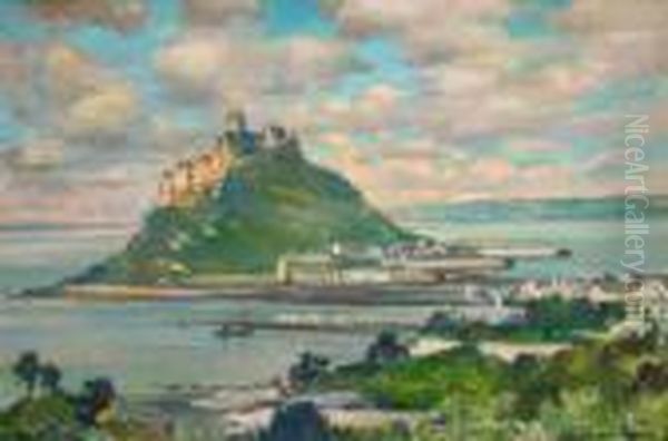 St Michael's Mount Oil Painting by Samuel John Lamorna Birch