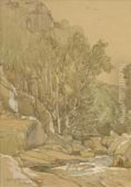 Sketch,nr Dulverton, Devonshire Pencil Oil Painting by Samuel John Lamorna Birch