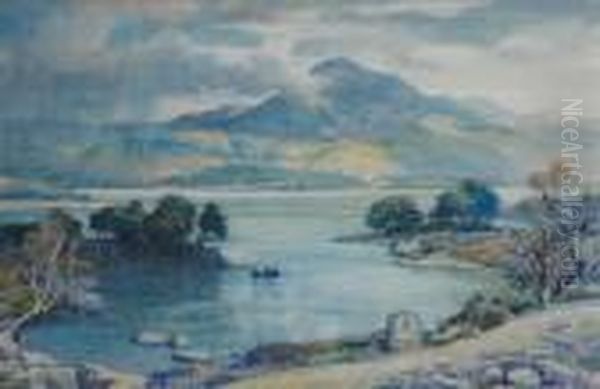 Fishermen On A Highland Loch. Oil Painting by Samuel John Lamorna Birch