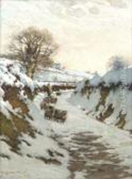A Wintry Morning Oil Painting by Samuel John Lamorna Birch