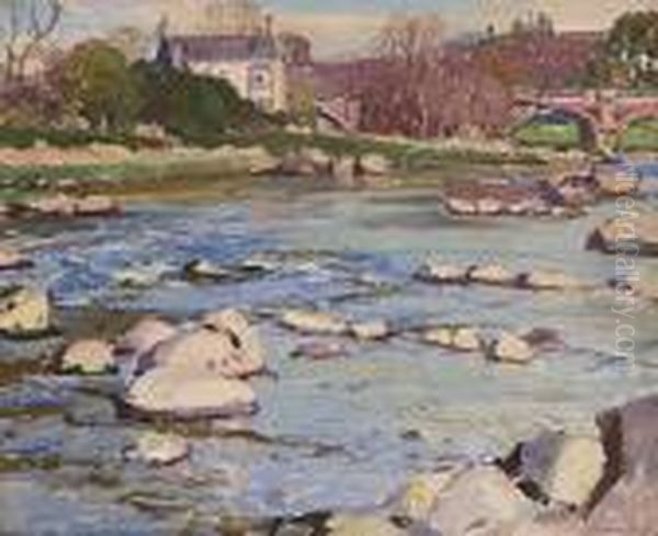 Salmon Pool, Rothiemay, Aberdeenshire Oil Painting by Samuel John Lamorna Birch