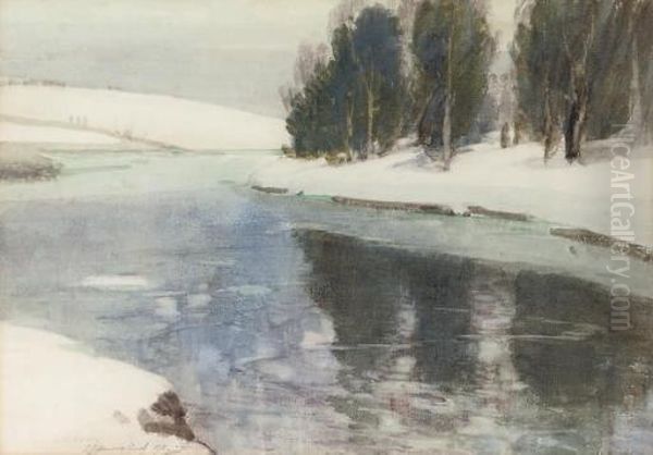 Winter: The Meandering Stream Oil Painting by Samuel John Lamorna Birch