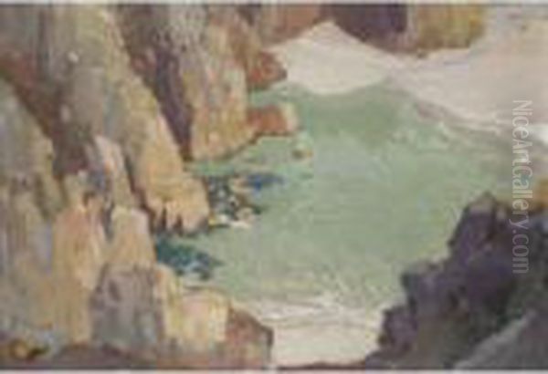 Cornish Beach Scene Oil Painting by Samuel John Lamorna Birch