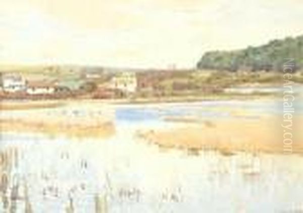 January, Marazion Marshes, Cornwall Oil Painting by Samuel John Lamorna Birch