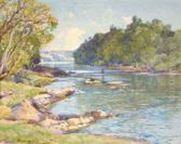 The Spey Atcargill-late Afternoon September Oil Painting by Samuel John Lamorna Birch