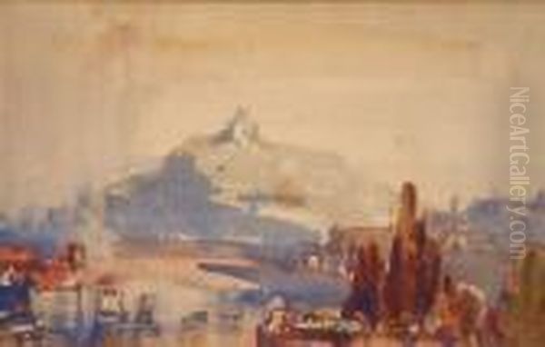 Tree Linedlandscape Oil Painting by Samuel John Lamorna Birch