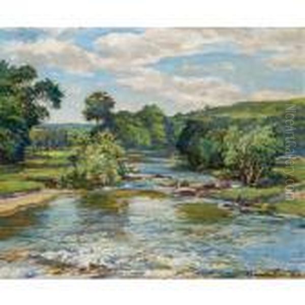 On The Barle Oil Painting by Samuel John Lamorna Birch