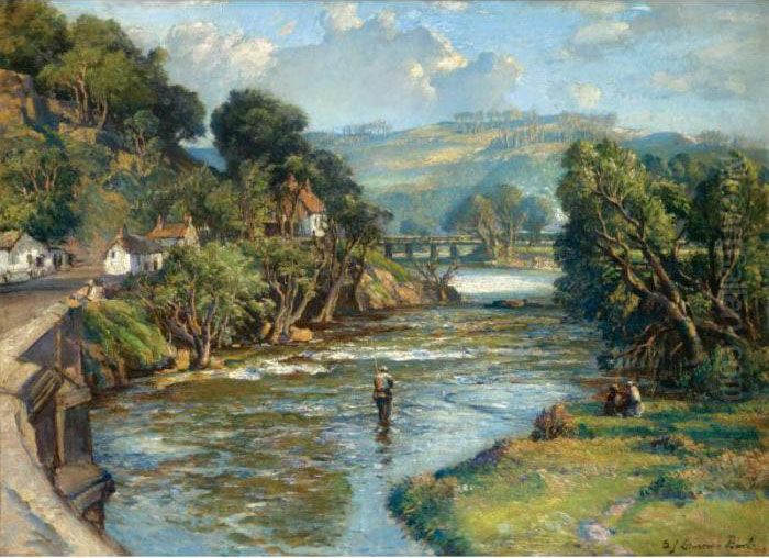 Glorious Devon, On The Taw Near Umberleigh Oil Painting by Samuel John Lamorna Birch