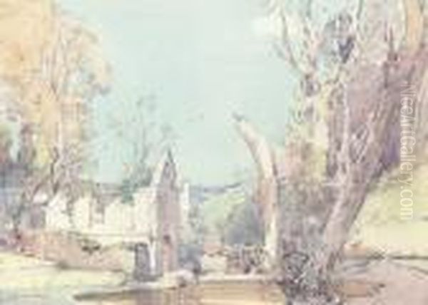 Ruins On The Edge Of A Wood Oil Painting by Samuel John Lamorna Birch