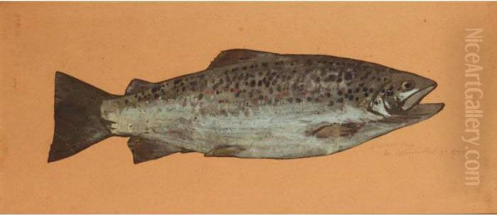 Studies Of Wild Brown Trout Oil Painting by Samuel John Lamorna Birch