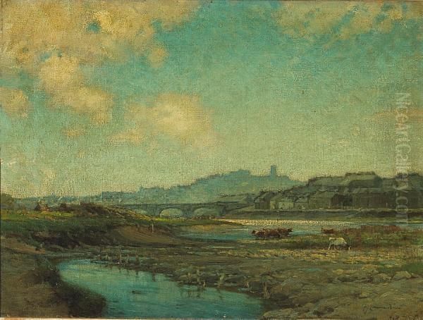 A View Of Lancaster Castle Oil Painting by Samuel John Lamorna Birch