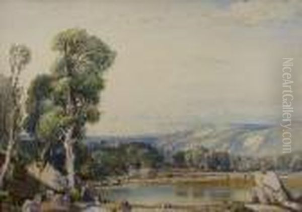 Arcadian Landscape With Female Figures Oil Painting by Samuel John Lamorna Birch